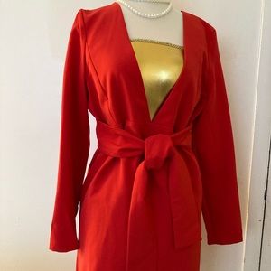 Sexy Red mini dress with attached belt.